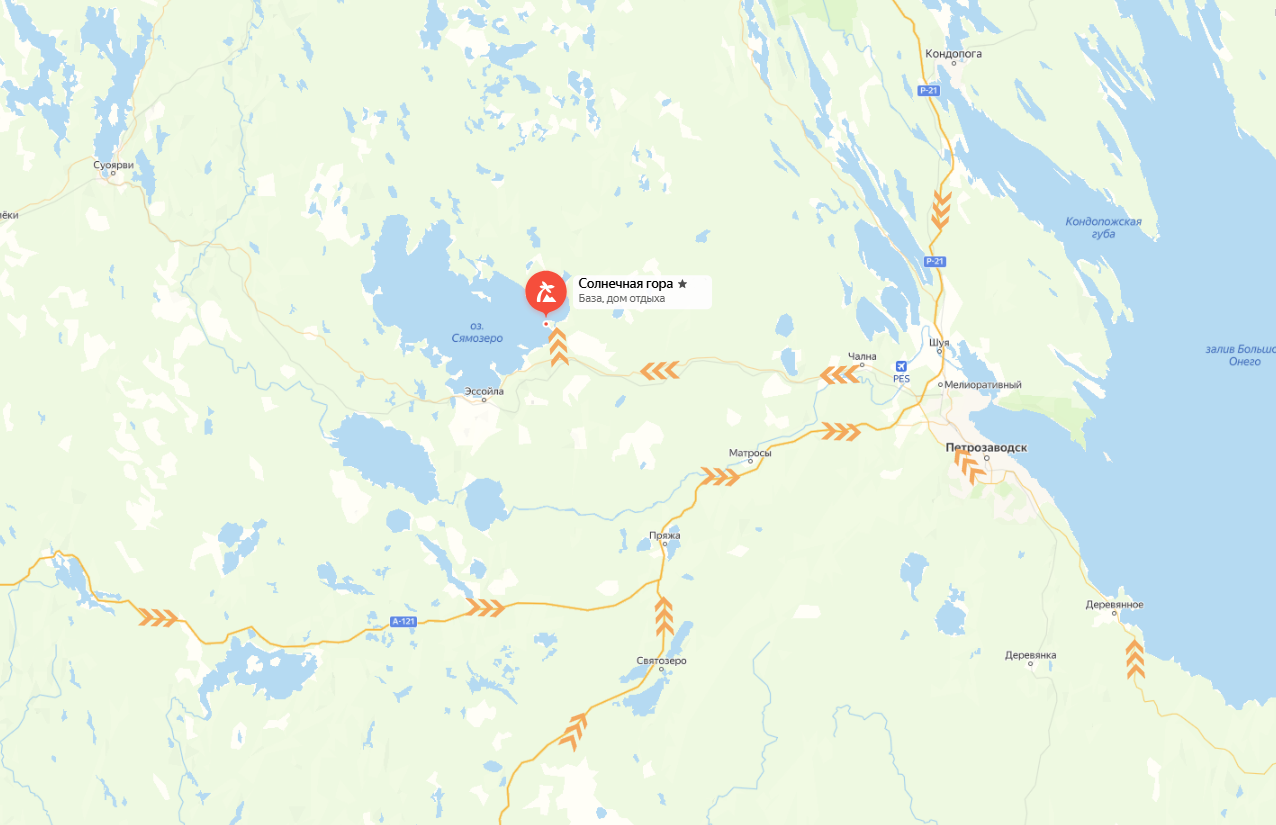 Схема проезда до Домики в Карелии - Солнечная гора.